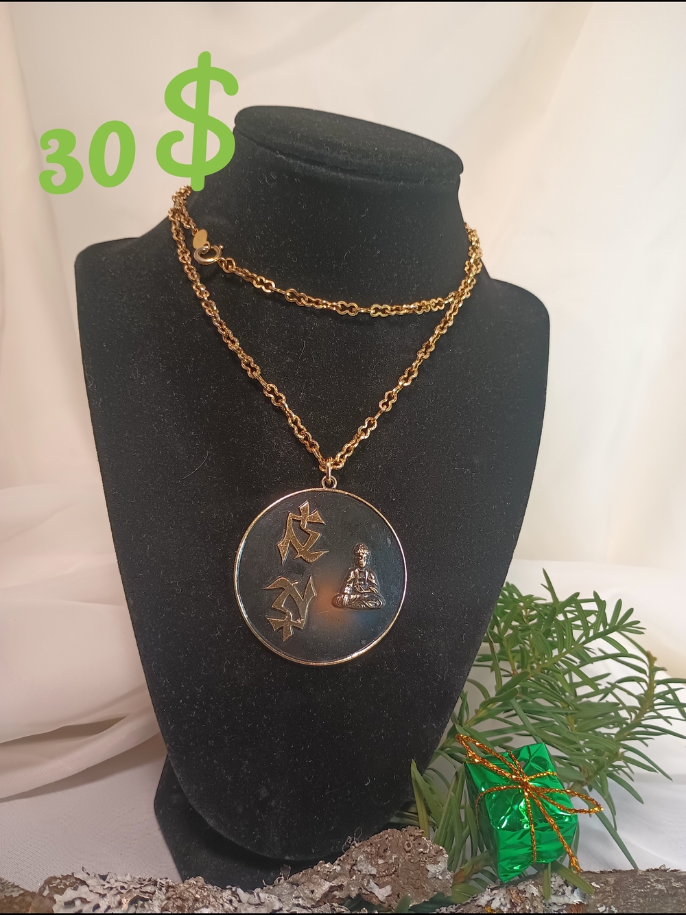 Gold-Tone Buddha Medallion Pendant Necklace - Gold